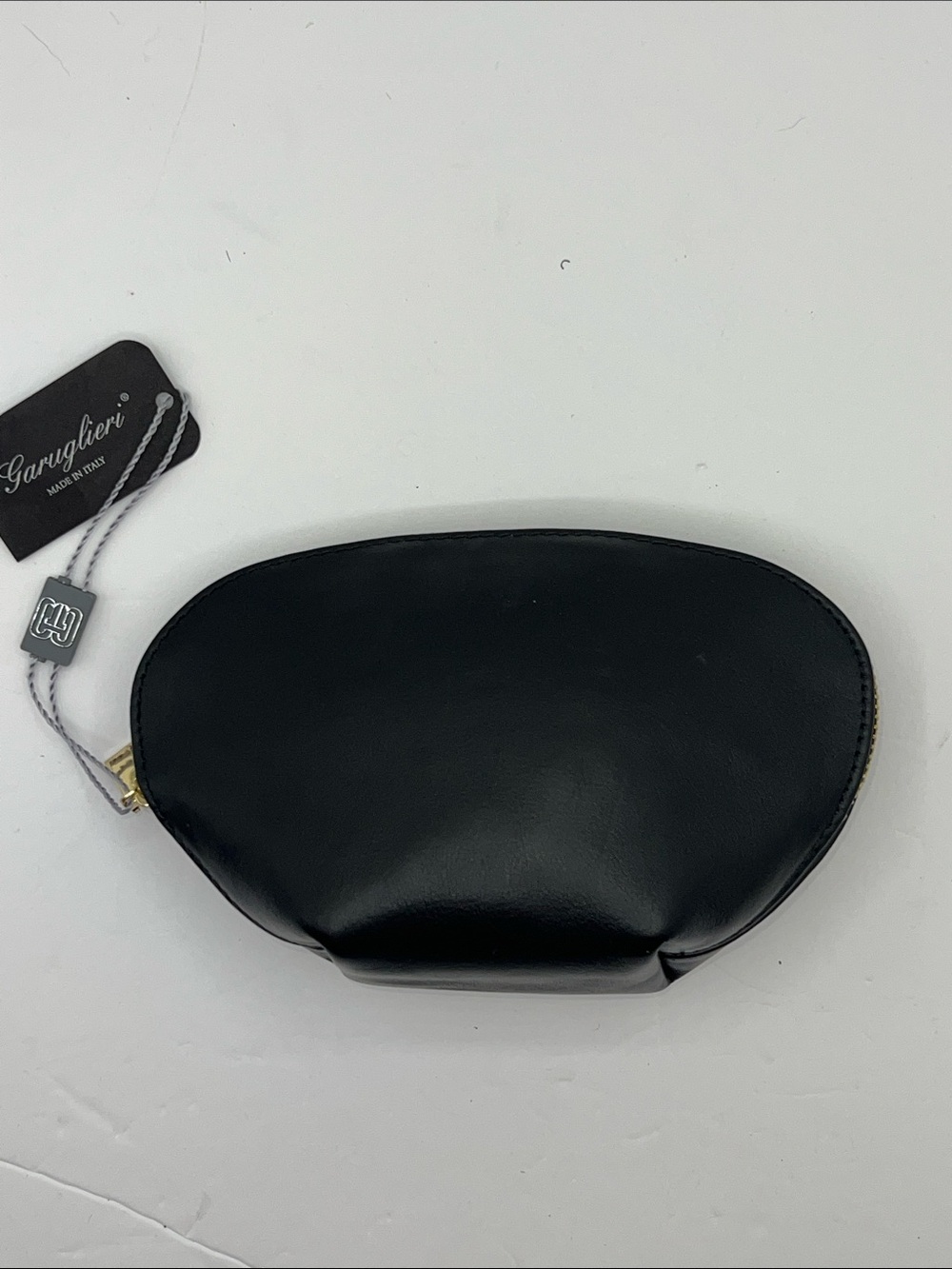 NWT ] Garuglieri Black Leather Cosmetic Case